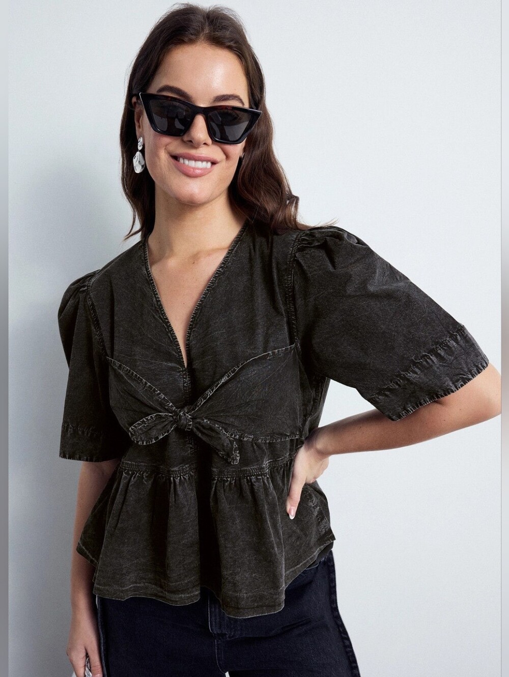 GANNI Front Tie Top Size 36 Size 4 US